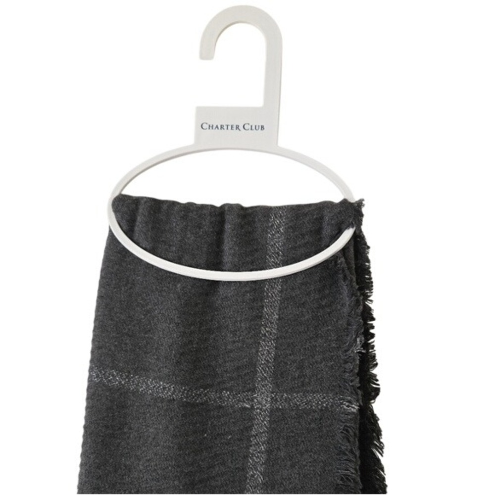 Charter Club Gray‎ Windowpane Wrap Soft Knit Quiet Luxury OS